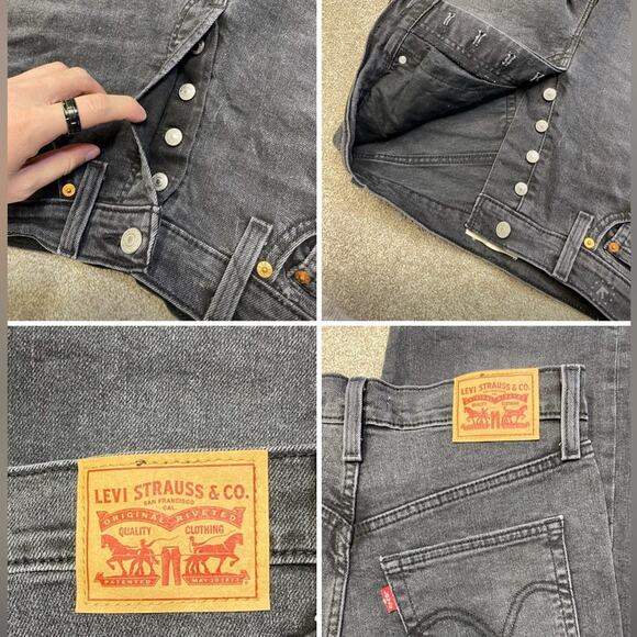 Classic Black Levi’s Ribcage Straight Ankle jeans 28x27 Highwaisted button fly - Picture 4 of 12